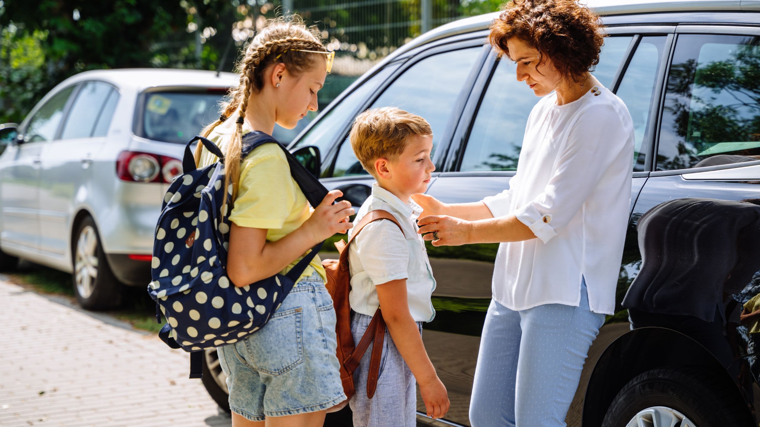 Woman and children at school 